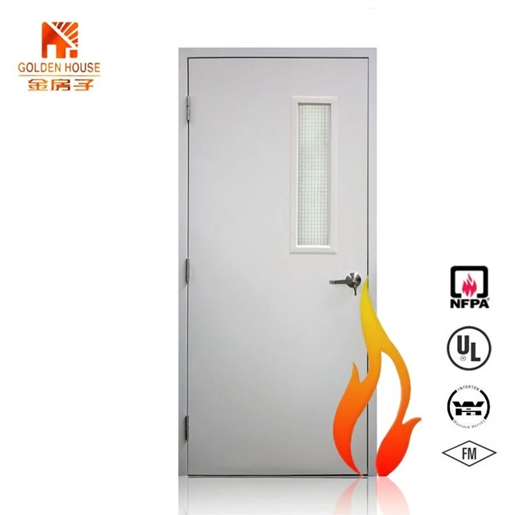 INTERTEK Wh Emergency Exit 3 Hours Panic Bar Fire Rated Steel Doors With Glass